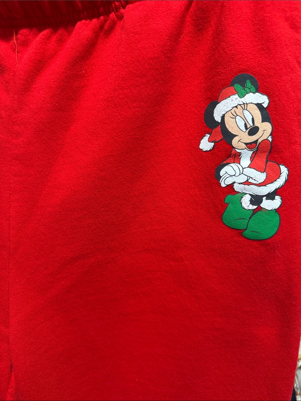 Red Holiday Fleece Lounge Pants with Mickey Embroidery